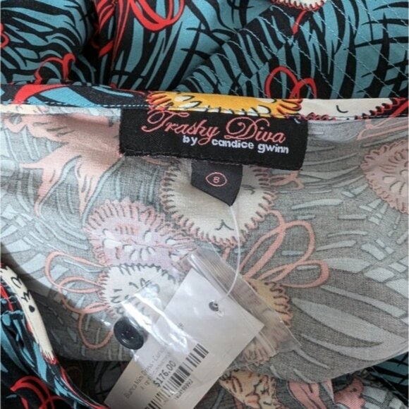 Trashy Diva Bianca Mini Dress 8 NEW Curious Corsage Bird Print 60s Retro Vintage - Picture 6 of 6